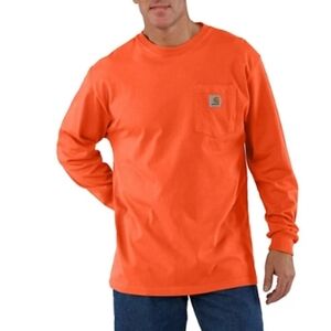 Carhartt Loose Fit Long Sleeve Workwear Pockets T-shirt Brite Orange